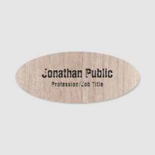 Personalized Template Wood Look Distressed Text Name Tag
