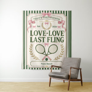 Personalized tennis bachelorette party green beige tapestry