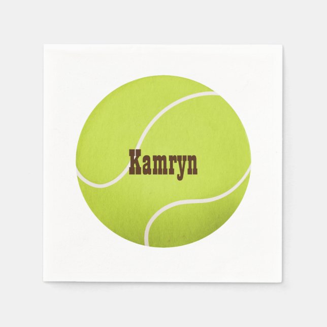 Personalized Tennis Ball Birthday Team Napkin (Front)