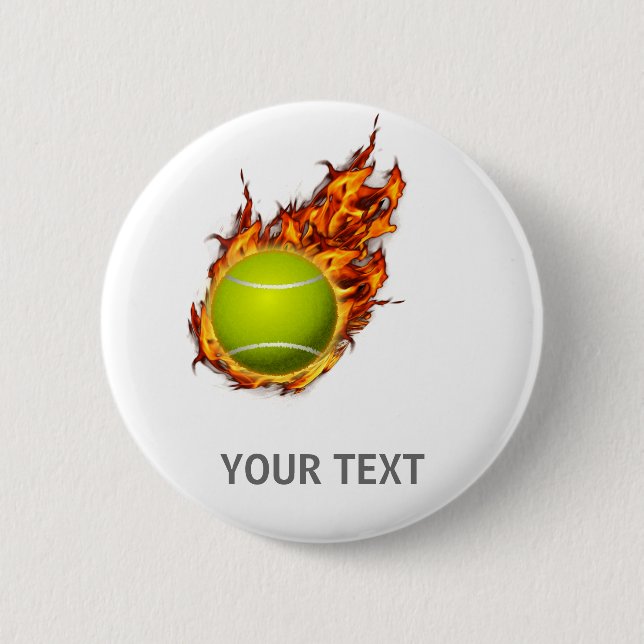Personalized Tennis Ball on Fire Tennis Theme Gift 2 Inch Round Button (Front)