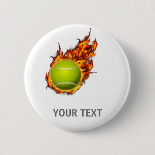 Personalized Tennis Ball on Fire Tennis Theme Gift 2 Inch Round Button