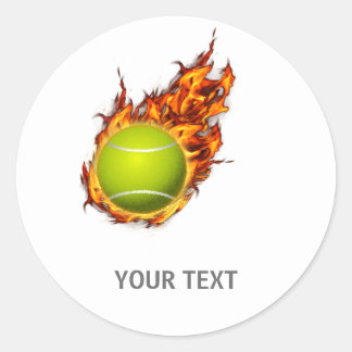 Personalized Tennis Ball on Fire Tennis Theme Gift Classic Round Sticker