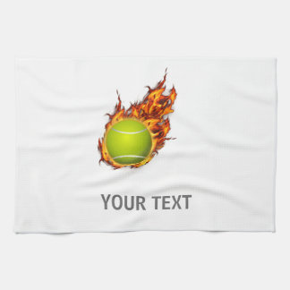 Personalized Tennis Ball on Fire Tennis Theme Gift Kitchen Towel