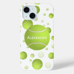 Personalized Tennis Ball on Tennis Ball Pattern iPhone 15 Case