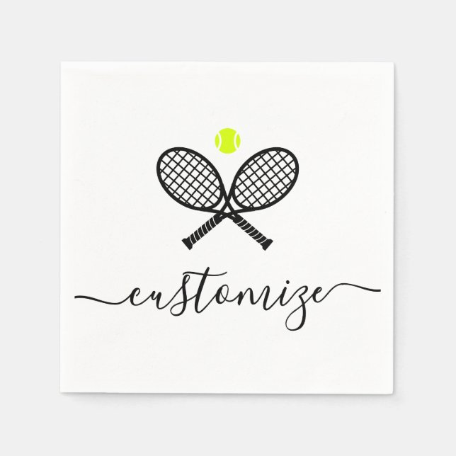 Personalized Tennis Ball Racket Party Banquet  Napkin (Front)
