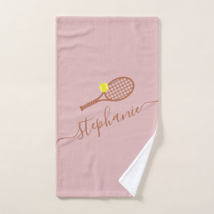 Personalized Tennis Ball Script Name Dusty Pink Hand Towel