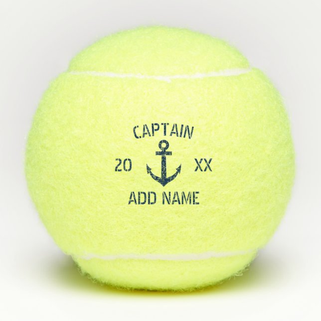 Personalized tennis ball with nautical boat anchor (Front)