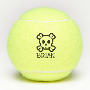 Personalized tennis ball with skull and bones logo