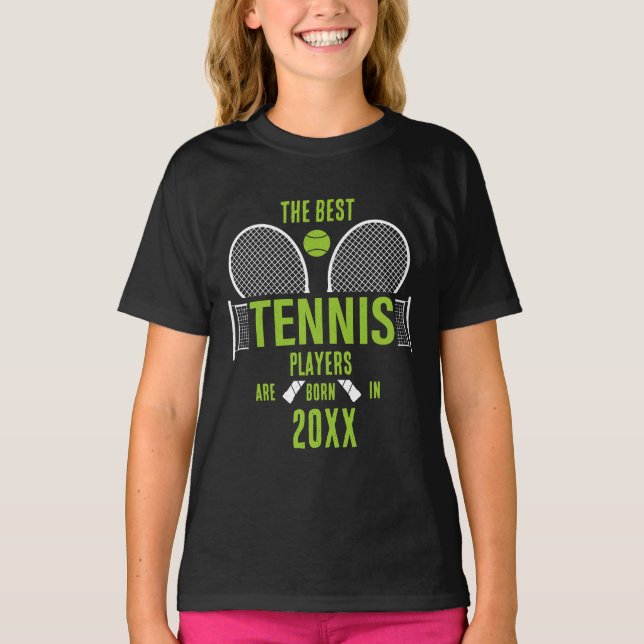 Personalized Tennis Birth Year Name Birthday T-Shirt (Front)
