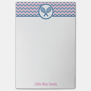 Personalized Tennis & Blue and Pink Chevron Design Post-it Notes