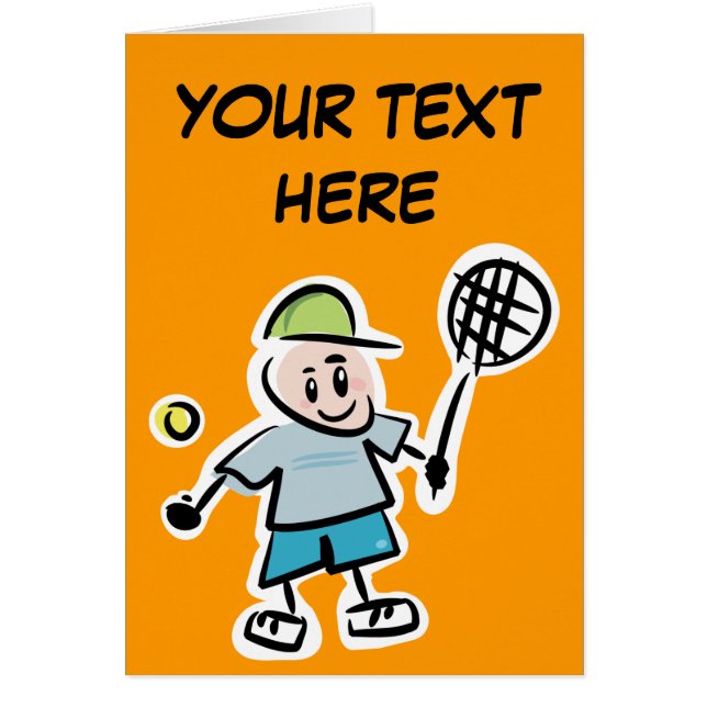 Personalized Tennis Card with cute cartoon player (Front)