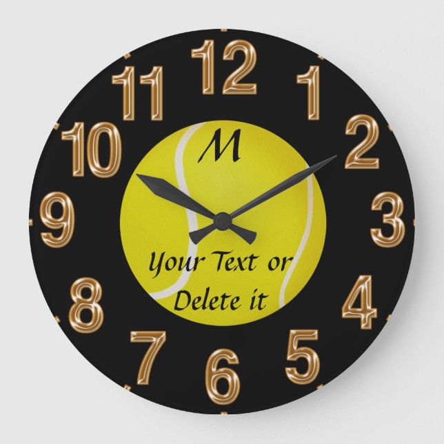 Personalized Tennis Clock MONOGRAM and YOUR TEXT (Front)