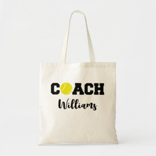 Personalized tennis coach team tote bag