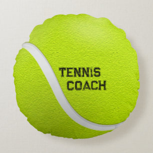 Personalized Tennis Coach Yellow Ball Round Pillow