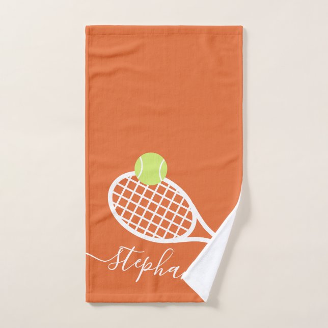 Personalized Tennis Girls Name Clay Court Colour Hand Towel (Hand Towel)