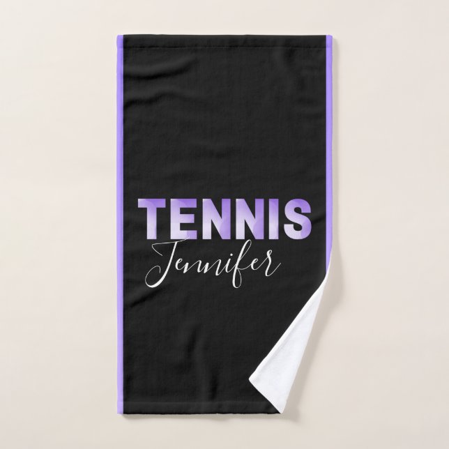 Personalized Tennis Girls Name Purple Ombre Text   Hand Towel (Hand Towel)