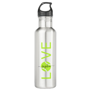 Personalized Tennis Love Silver Green 710 Ml Water Bottle