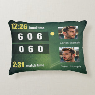 Personalized Tennis Match Scoreboard Accent Pillow