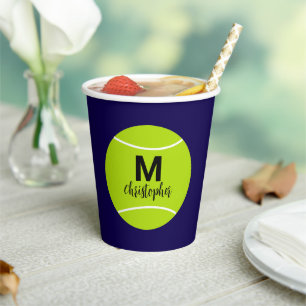 Personalized Tennis Monogram Initial Name Paper Cups