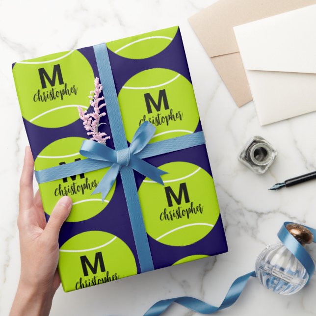 Personalized Tennis Monogram Initial Name Wrapping Paper (Gifting)