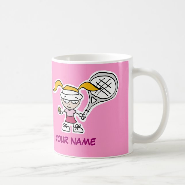 Personalized tennis mug gift with cute cartoon (Right)