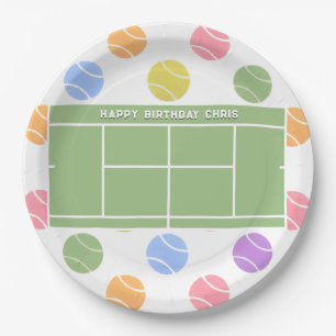 Personalized Tennis Party Birthday Paper Plate