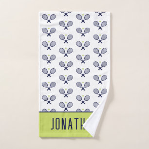 Personalized Tennis Pattern Custom Name Hand Towel
