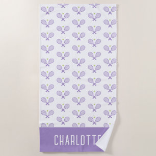 Personalized Tennis Pattern Custom Name Tennis Beach Towel