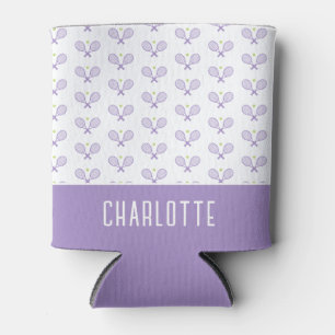 Personalized Tennis Pattern Custom Name Tennis Can Cooler