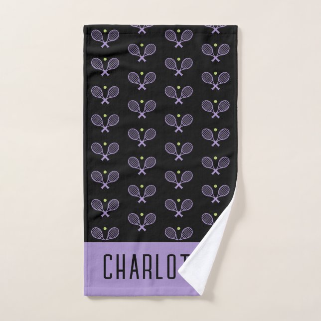 Personalized Tennis Pattern Custom Name Tennis Hand Towel (Hand Towel)
