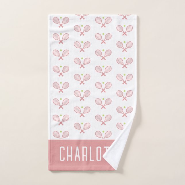 Personalized Tennis Pattern Custom Name Tennis Hand Towel (Hand Towel)