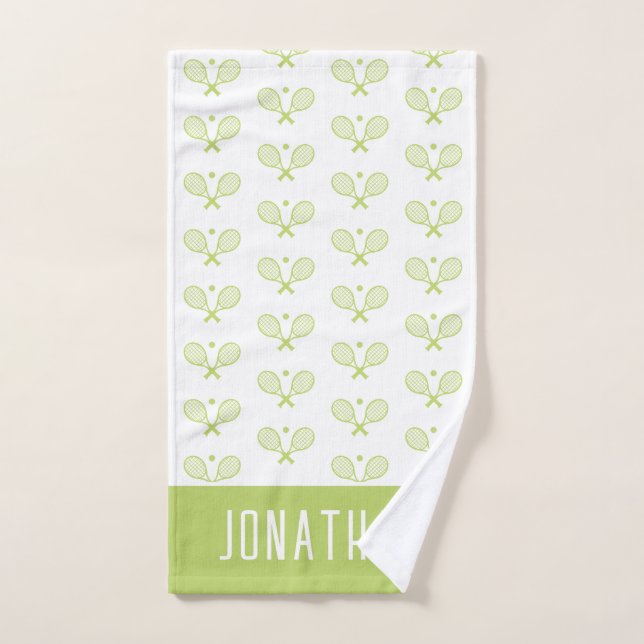 Personalized Tennis Pattern Custom Name Tennis Hand Towel (Hand Towel)