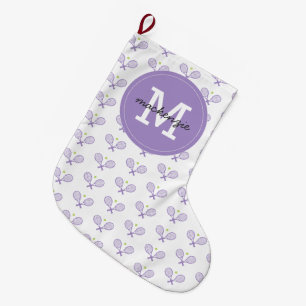 Personalized Tennis Pattern Custom Name Tennis Large Christmas Stocking