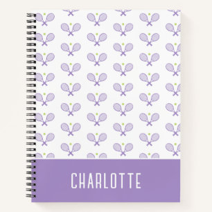 Personalized Tennis Pattern Custom Name Tennis Notebook