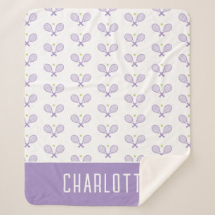 Personalized Tennis Pattern Custom Name Tennis Sherpa Blanket
