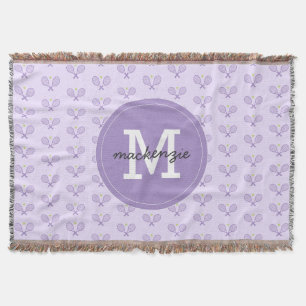 Personalized Tennis Pattern Custom Name Tennis Throw Blanket