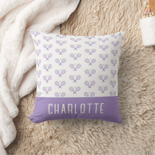 Personalized Tennis Pattern Custom Name Tennis Throw Pillow