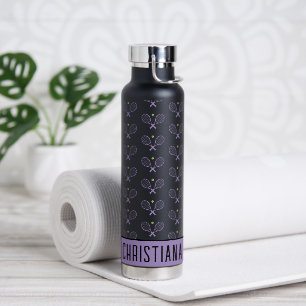 Personalized Tennis Pattern Custom Name Tennis Water Bottle
