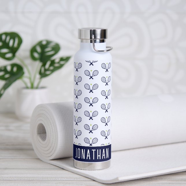 Personalized Tennis Pattern Custom Name Tennis Water Bottle (Yoga)