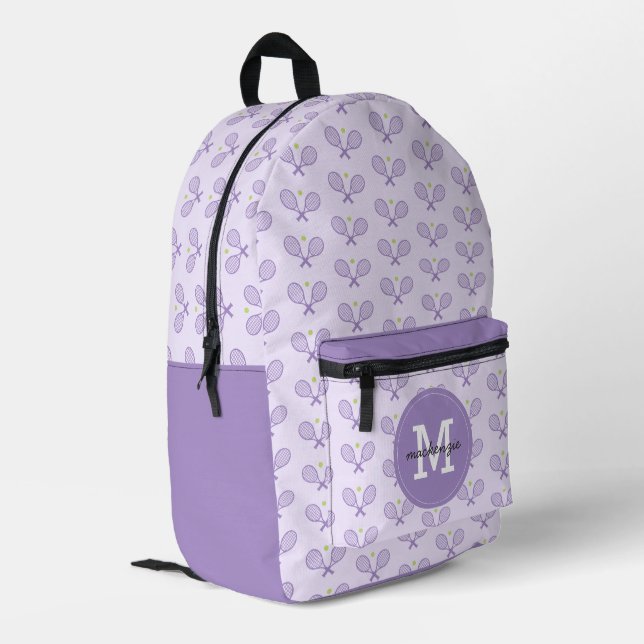 Personalized Tennis Pattern Tennis Player Printed Backpack (Back Corner Left)