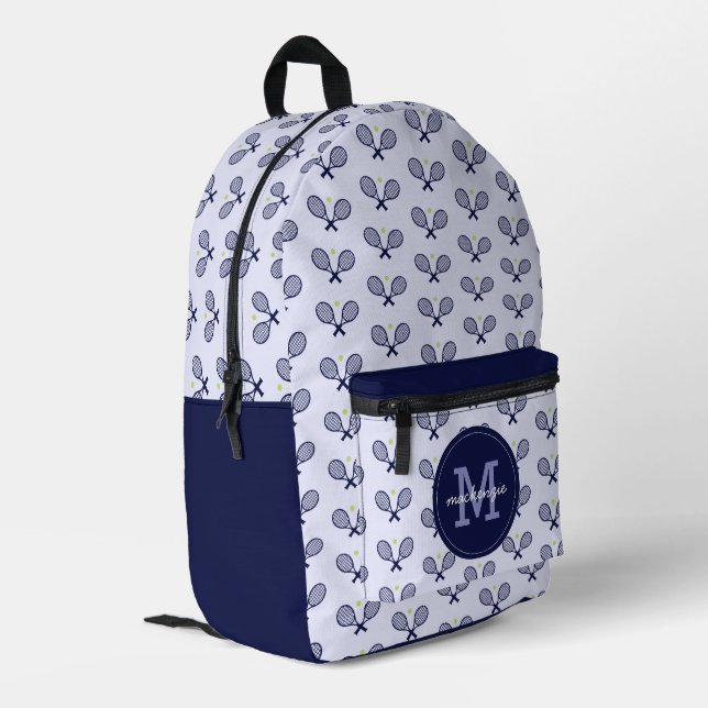 Personalized Tennis Pattern Tennis Player Printed Backpack (Back Corner Left)