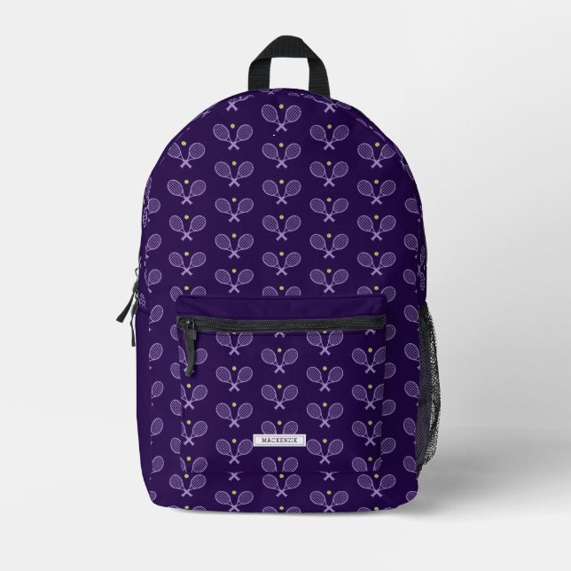 Personalized Tennis Pattern Tennis Player Printed Backpack (Front)