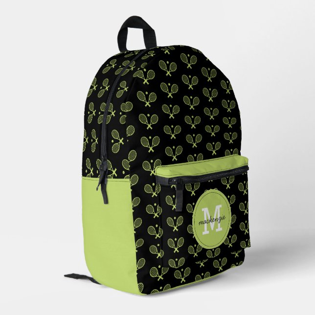 Personalized Tennis Pattern Tennis Player Printed Backpack (Back Corner Left)