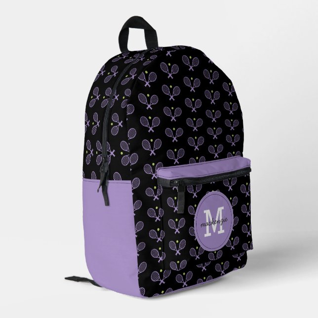 Personalized Tennis Pattern Tennis Player Printed Backpack (Back Corner Left)