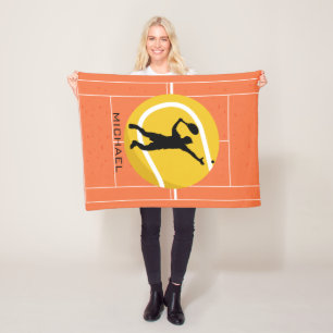 Personalized Tennis Player Coach Serving Sports Fleece Blanket