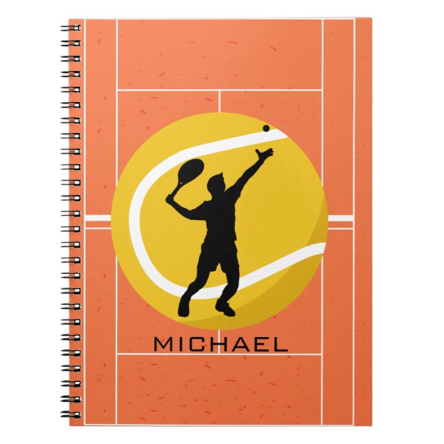 Personalized Tennis Player Coach Serving Sports Notebook (Front)