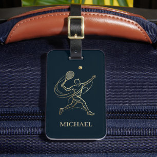 Personalized Tennis Player Coaches Dark Blue       Luggage Tag