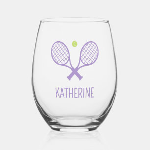 Personalized Tennis Player Custom Name Tennis Stemless Wine Glass