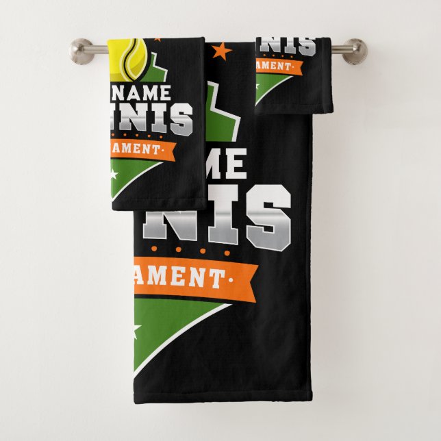 Personalized Tennis Player NAME Varsity Tournament Bath Towel Set (Insitu)