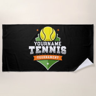 Personalized Tennis Player NAME Varsity Tournament Beach Towel